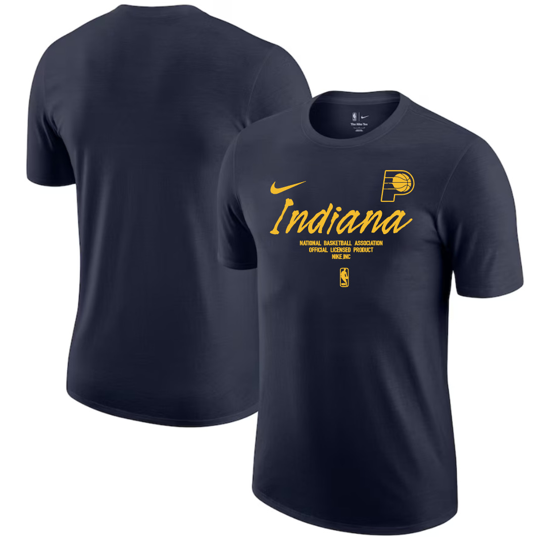 Men 2025 NBA Indiana Pacers Drak Blue Nike T shirts style 3
